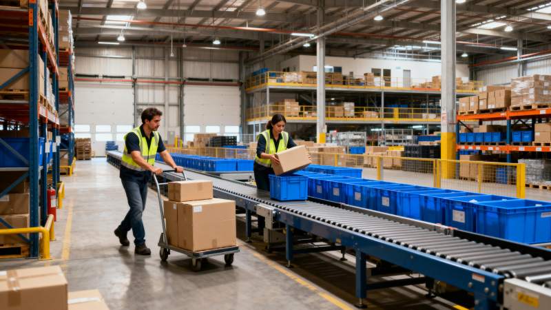 仓库工人搬运货物图片