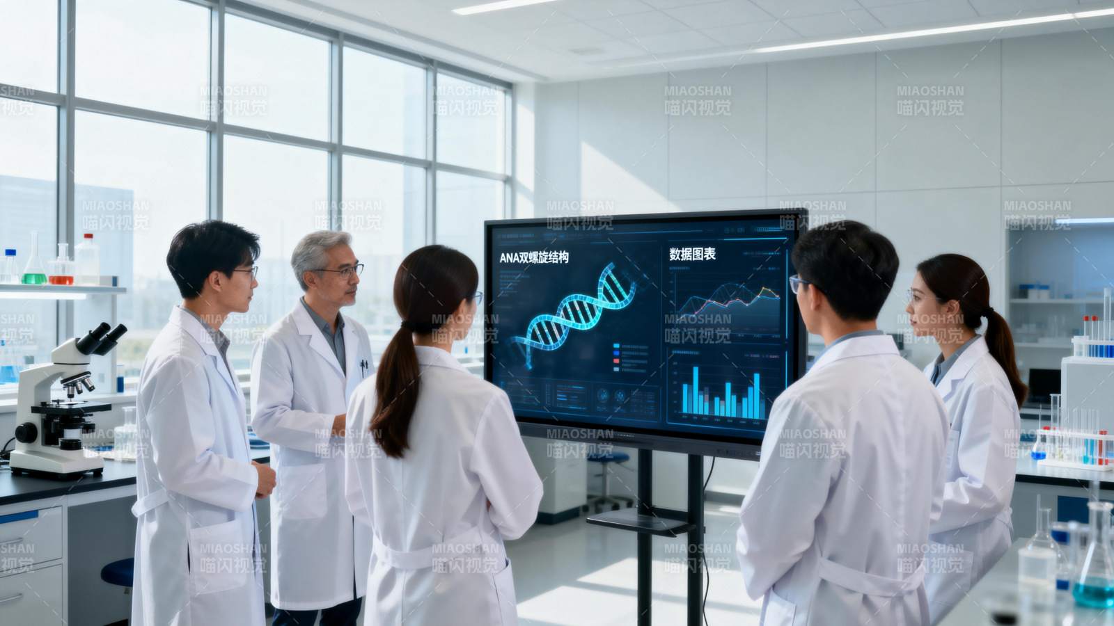 科学家研讨基因序列图片