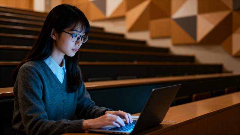 专注学习的女生图片