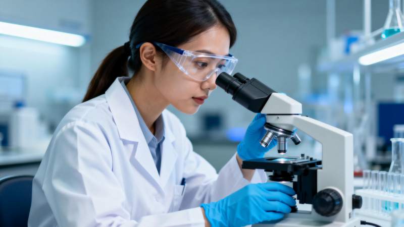 实验室科研人员观察样本图片