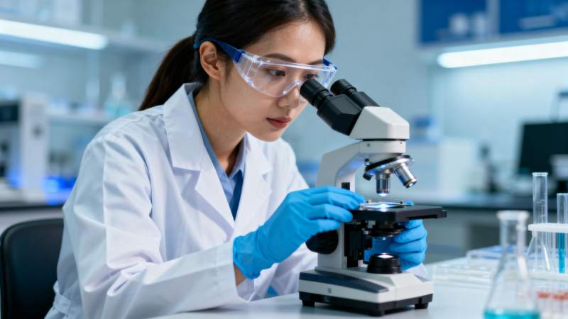 实验室科研人员显微观察图片