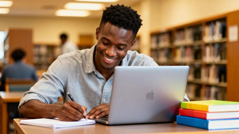 图书馆学习的青年图片