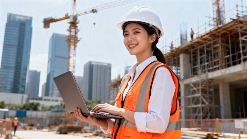 工地女工程师工作照图片