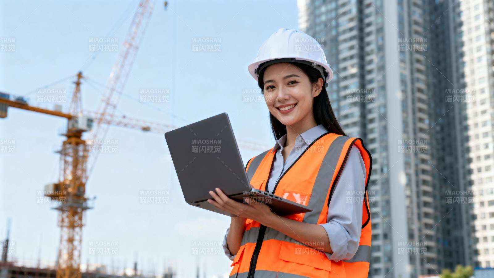 工地女工程师工作照图片