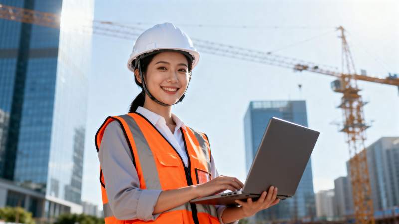 建筑女工程师工作照图片