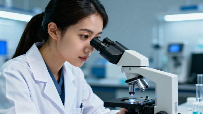科研人员显微观察图片
