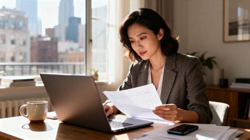 职场女性专注办公图片