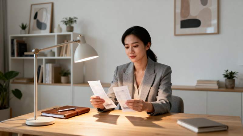 专注阅读文件的职场女性图片