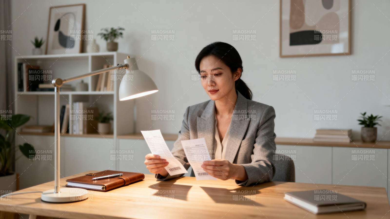 专注阅读文件的职场女性图片