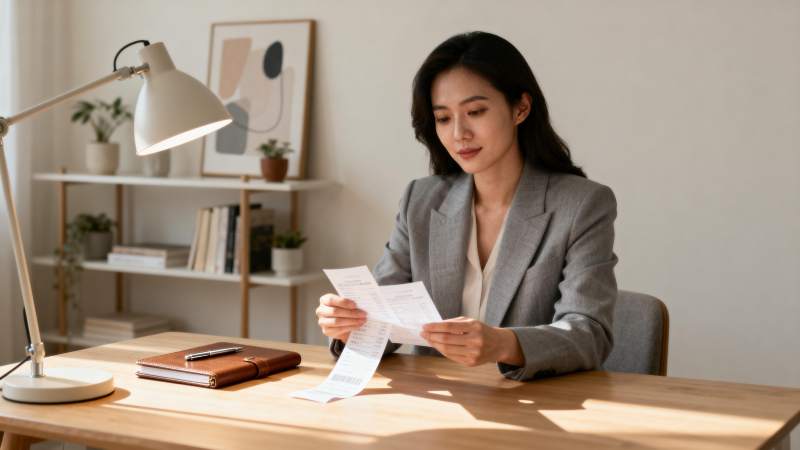 专注阅读文件的职场女性图片