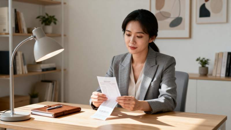 专注阅读文件的职场女性图片