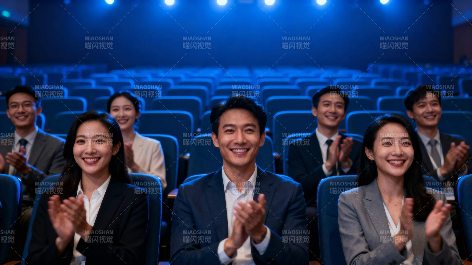 观众鼓掌微笑图片