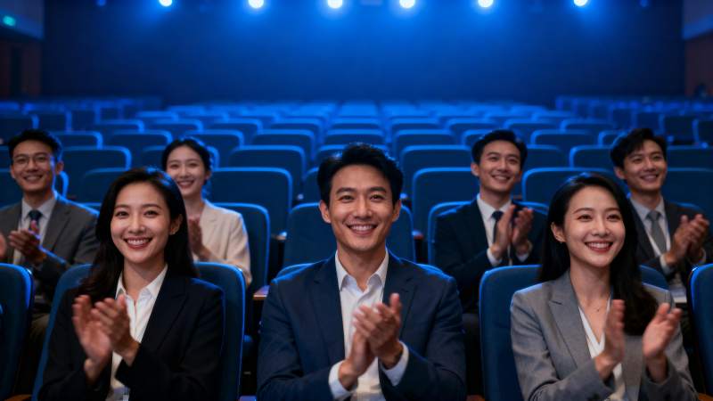 观众鼓掌微笑图片