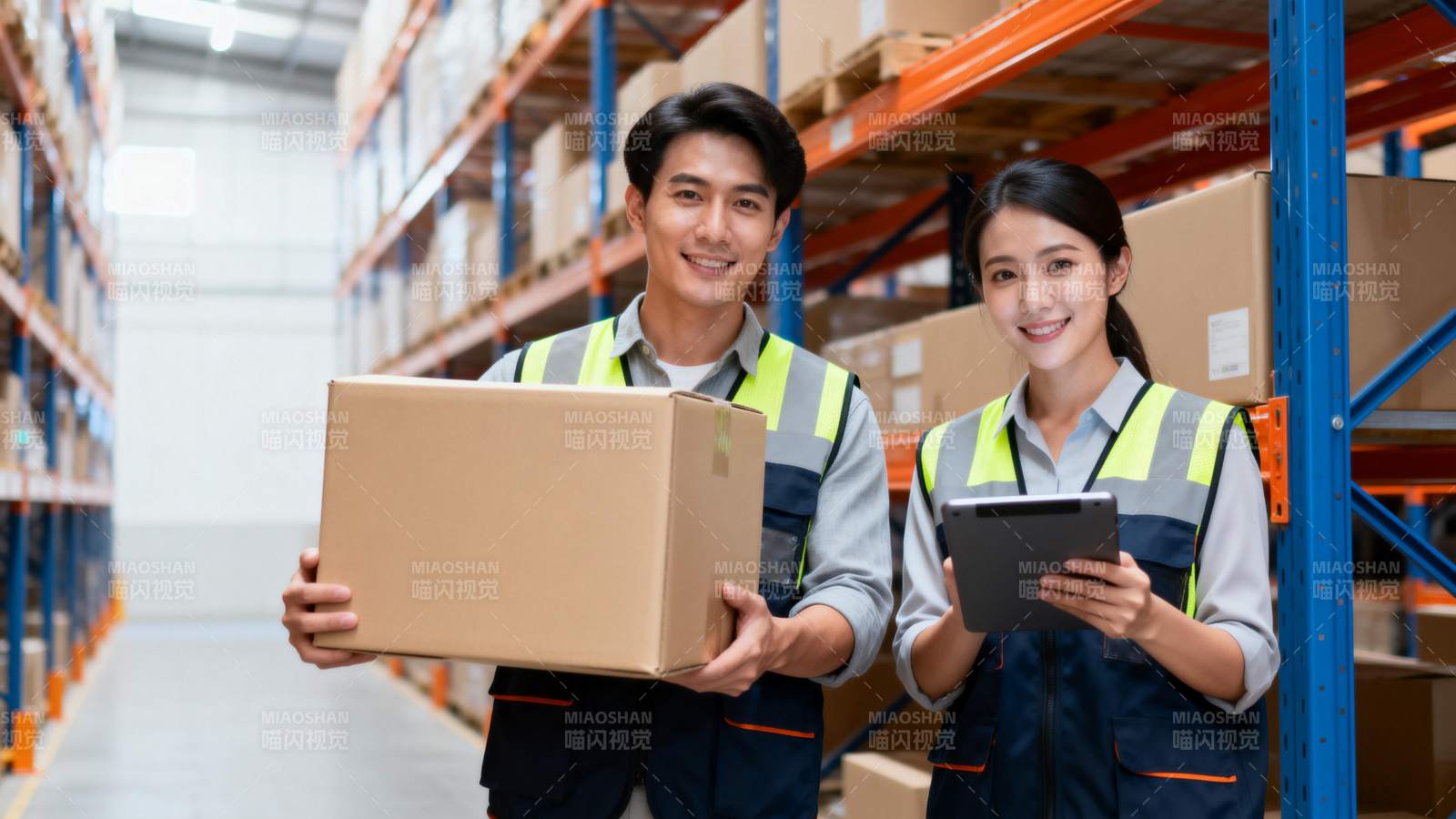 仓库员工协作搬运图片