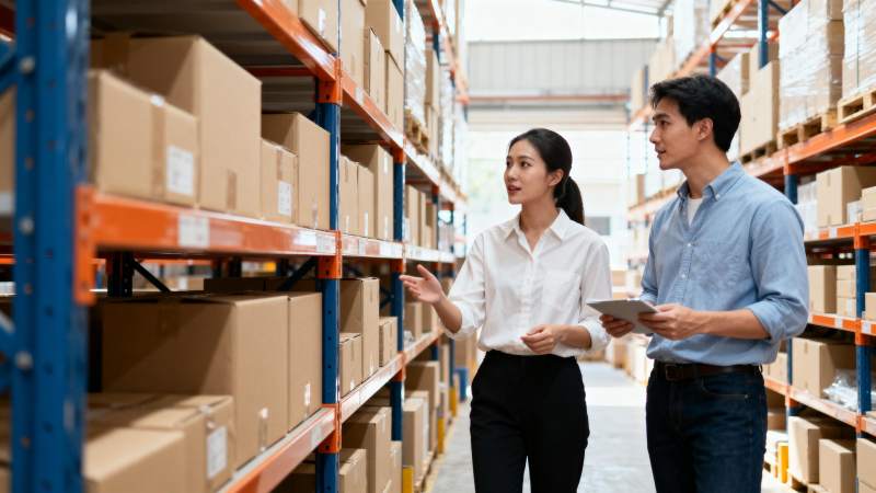 仓库中的工作对话图片