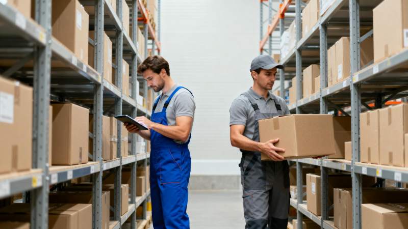 仓库工人忙碌作业图片