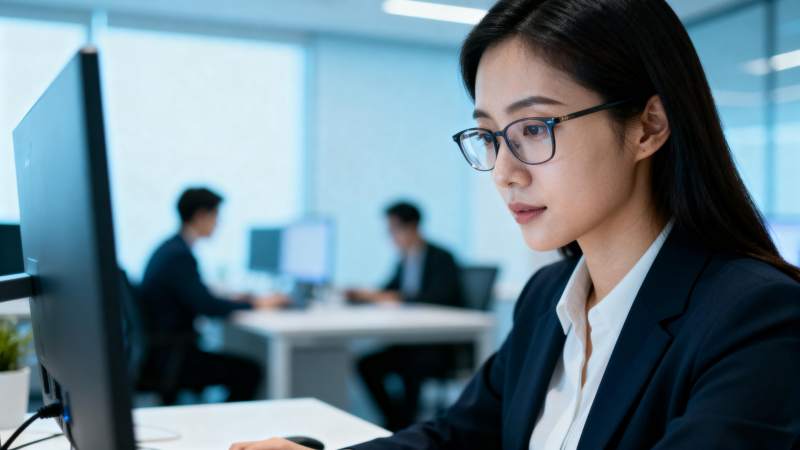 专注工作的职场女性图片