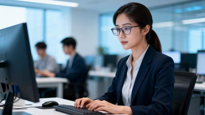 职场女性专注工作图片