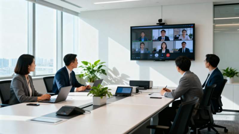 视频会议进行中图片