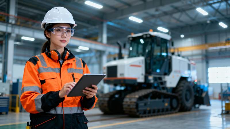 工厂女工程师工作照图片