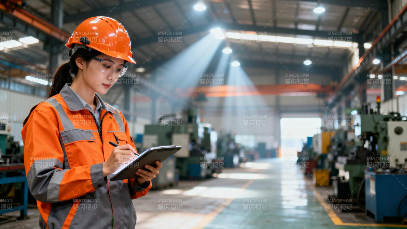 工厂女工记录工作图片