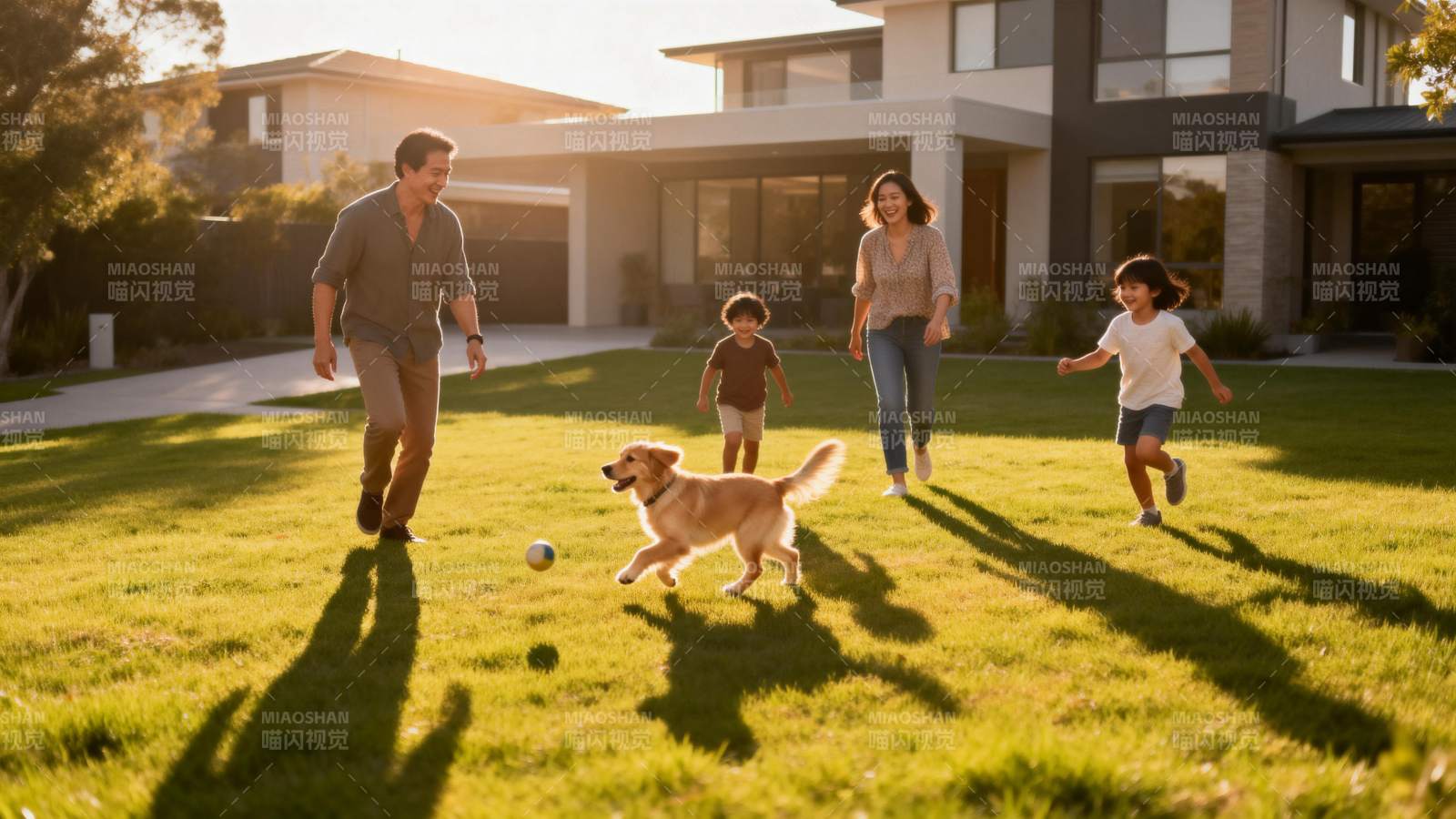 家庭草坪嬉戏时光图片