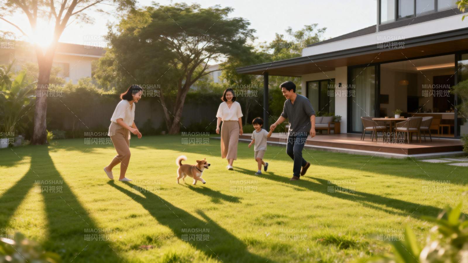 家庭庭院嬉戏时光图片