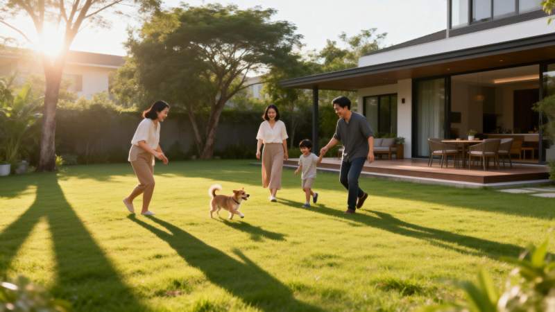 家庭庭院嬉戏时光图片