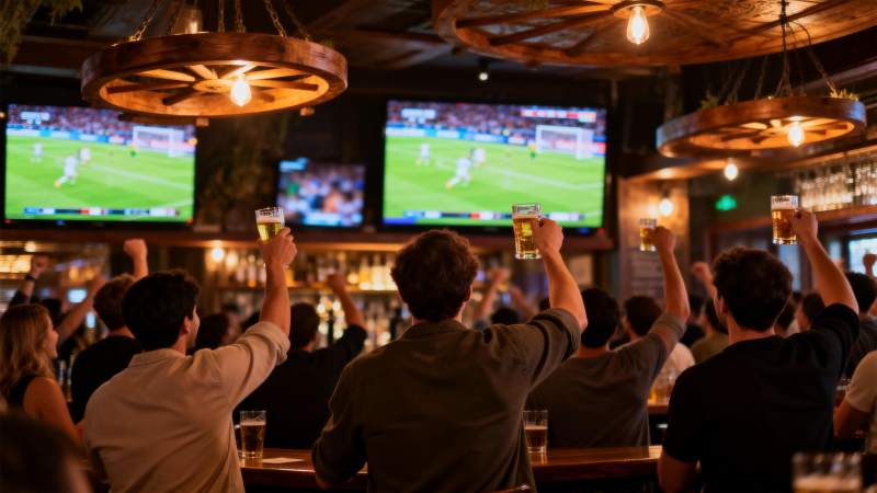 球迷举杯欢呼比赛图片