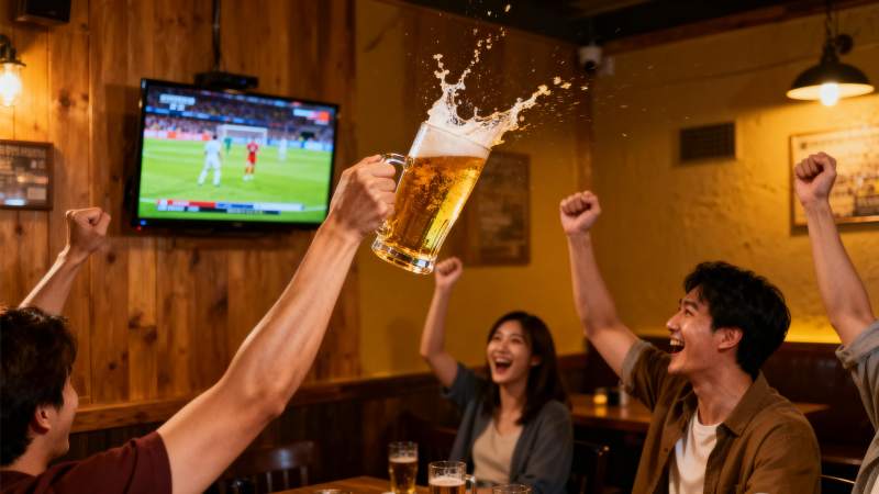 球迷狂欢喝啤酒图片