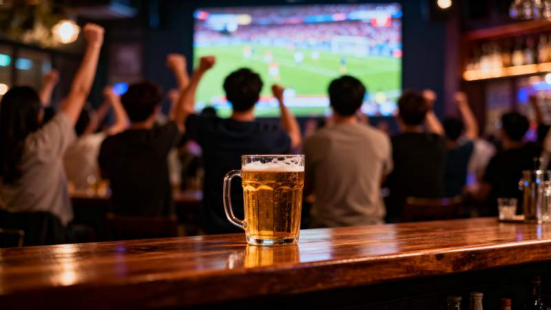 酒吧观赛 啤酒在前图片