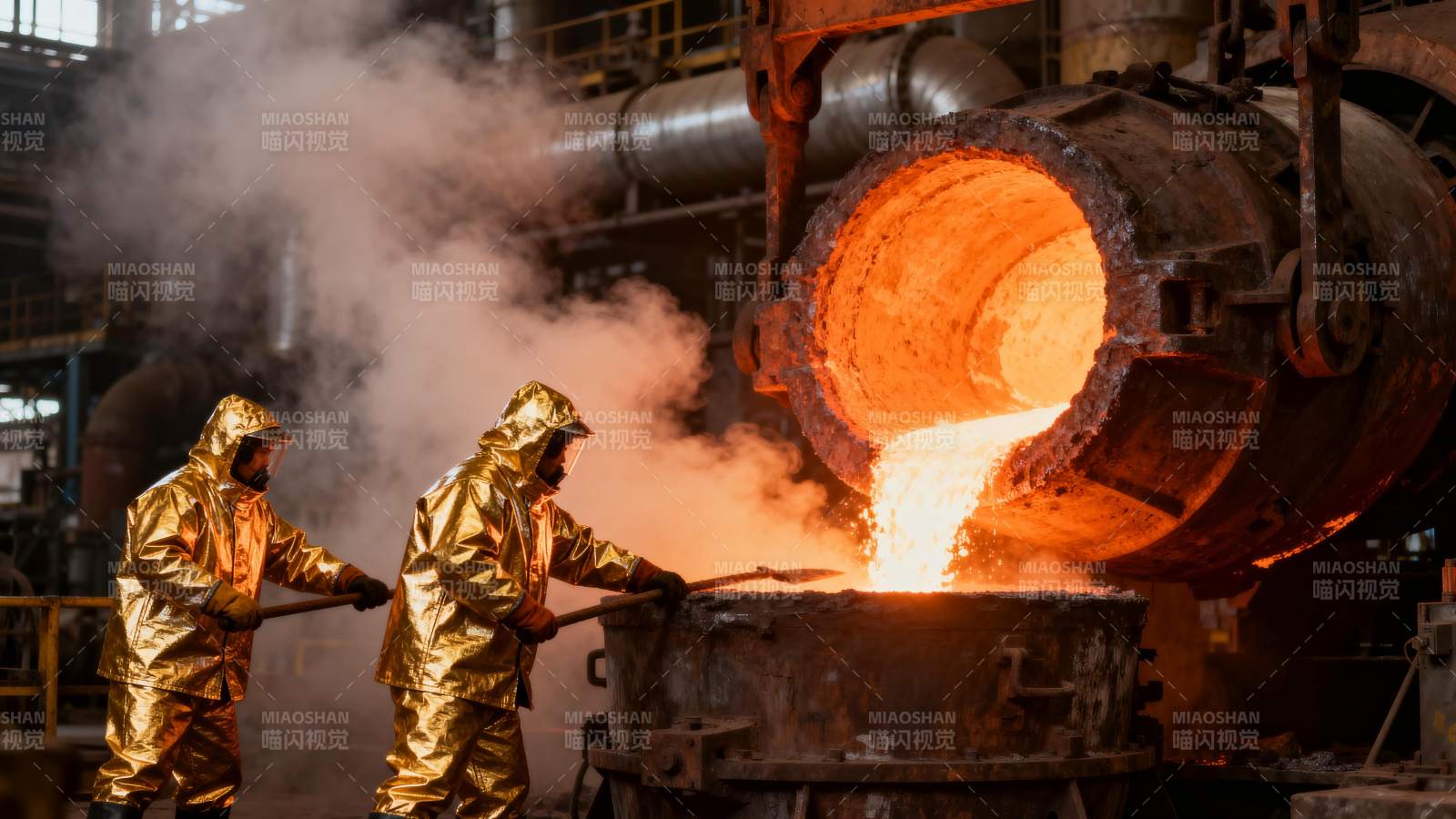 钢铁熔炼现场图片