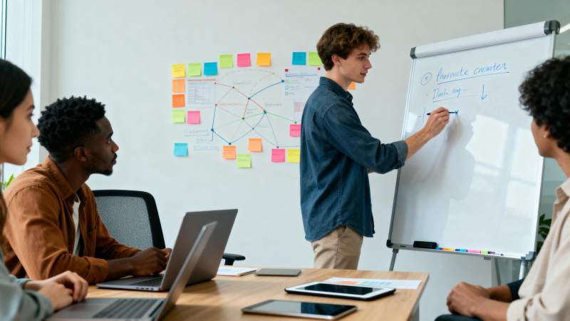 团队协作讨论中图片