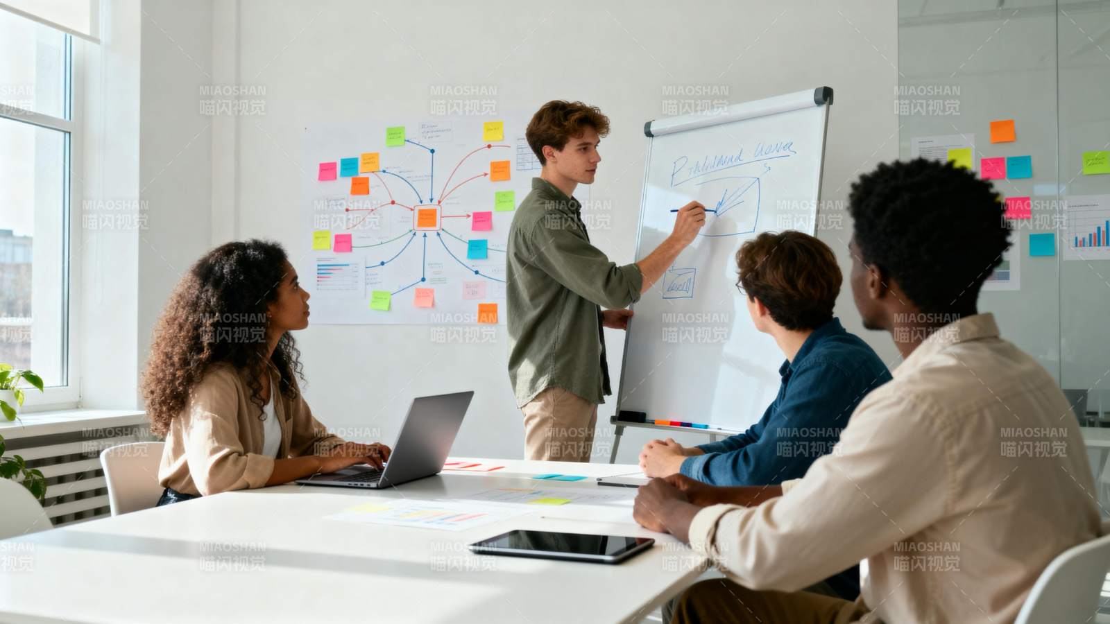 团队协作讨论中图片