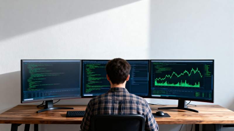 程序员专注编码工作图片