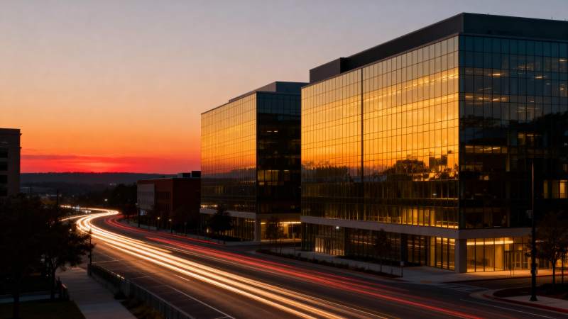 城市黄昏光影图片