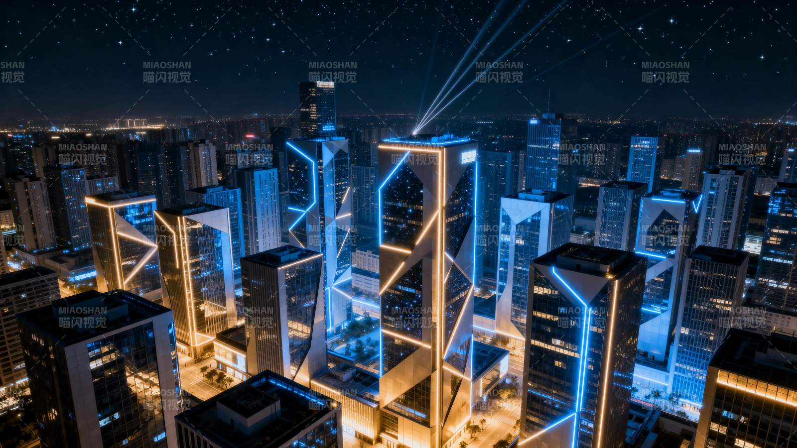 夜幕下的未来都市图片