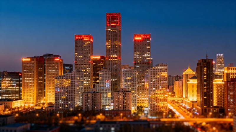 夜幕下的城市天际线图片