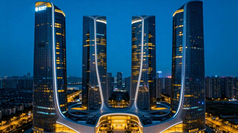 城市夜景四塔楼图片