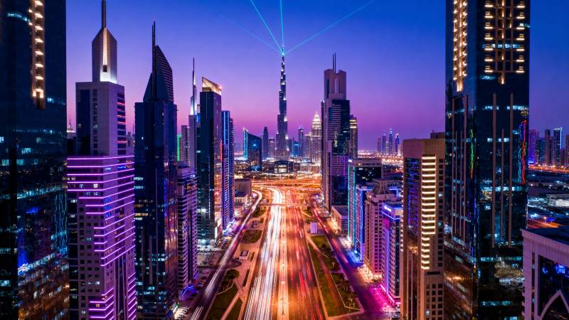 迪拜夜景璀璨图片