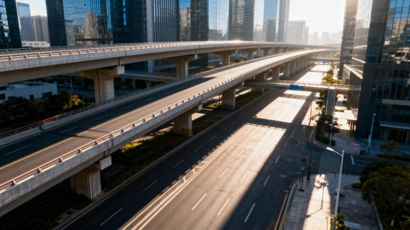 城市高架桥晨景图片