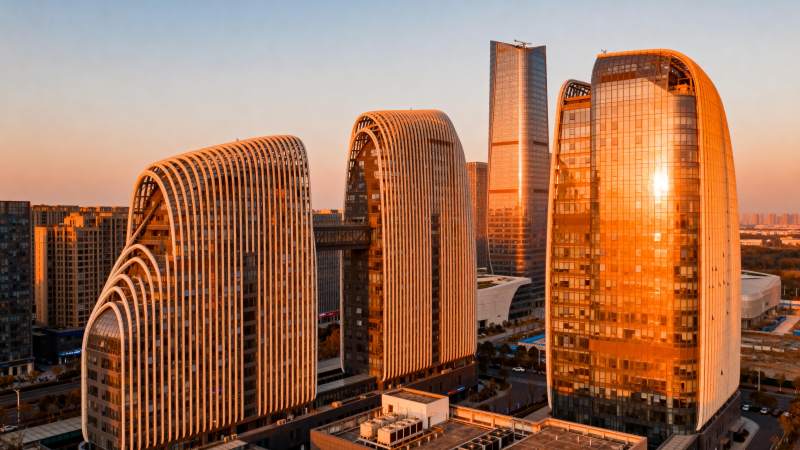 城市天际线日落图片