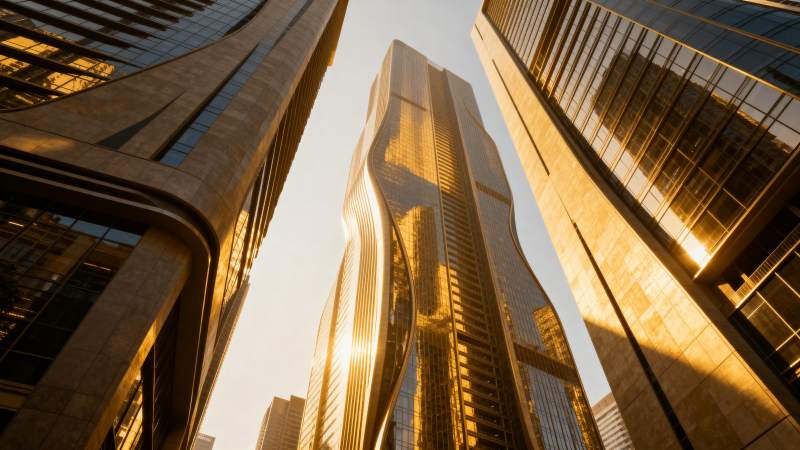 金色摩天楼群图片