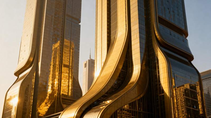 流金建筑映日辉图片