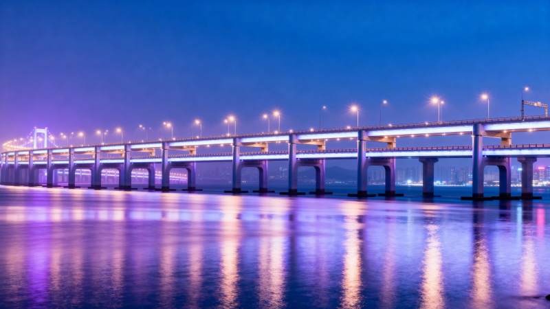 夜色中的跨海大桥图片