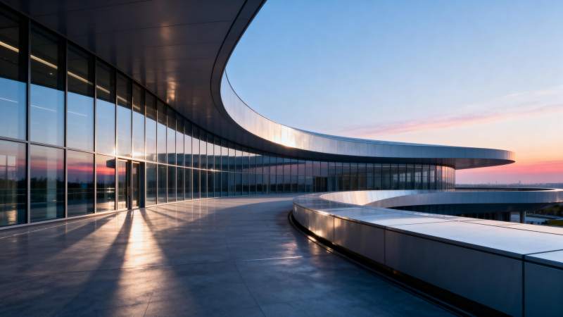 现代建筑日落景图片