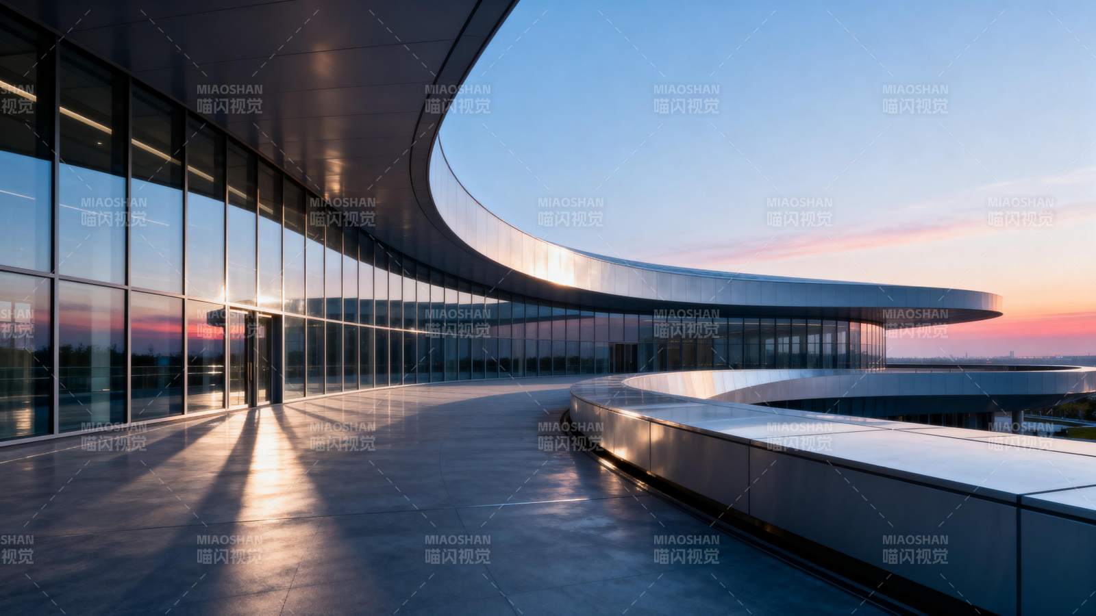 现代建筑日落景图片