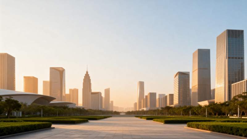 城市天际线晨曦图片