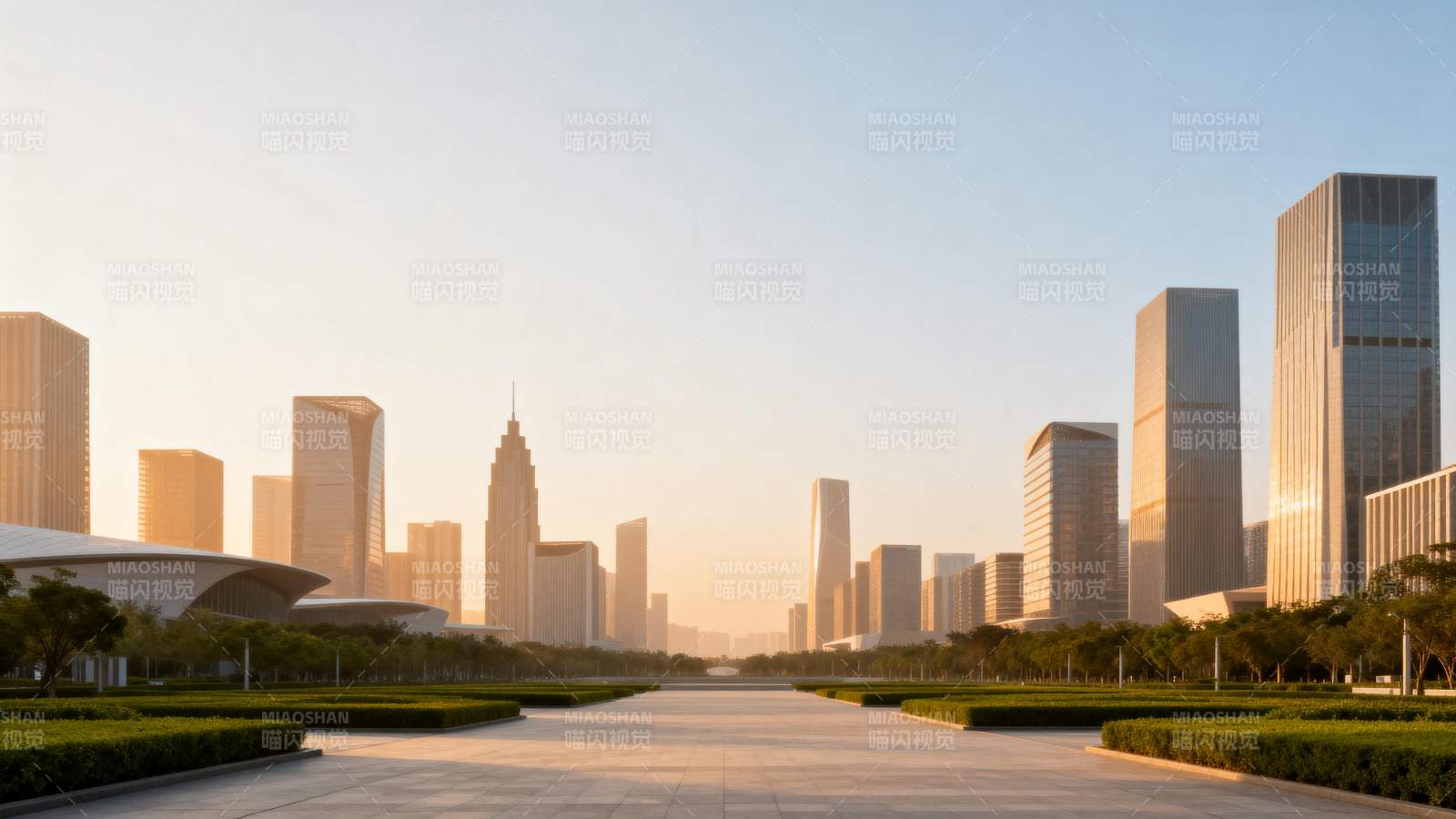 城市天际线晨曦图片