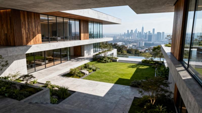 现代豪宅瞰城景图片